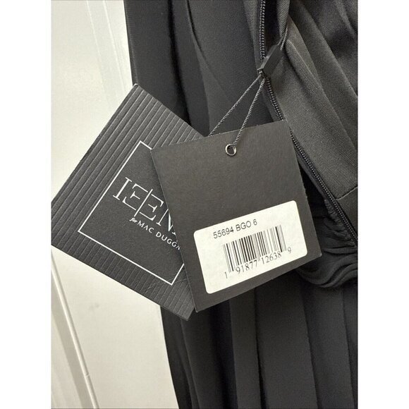 Mac Duggal Size 6 Black 55694 Embellished Shoulder Blouson Sleeve Gown Dress New - Picture 12 of 12